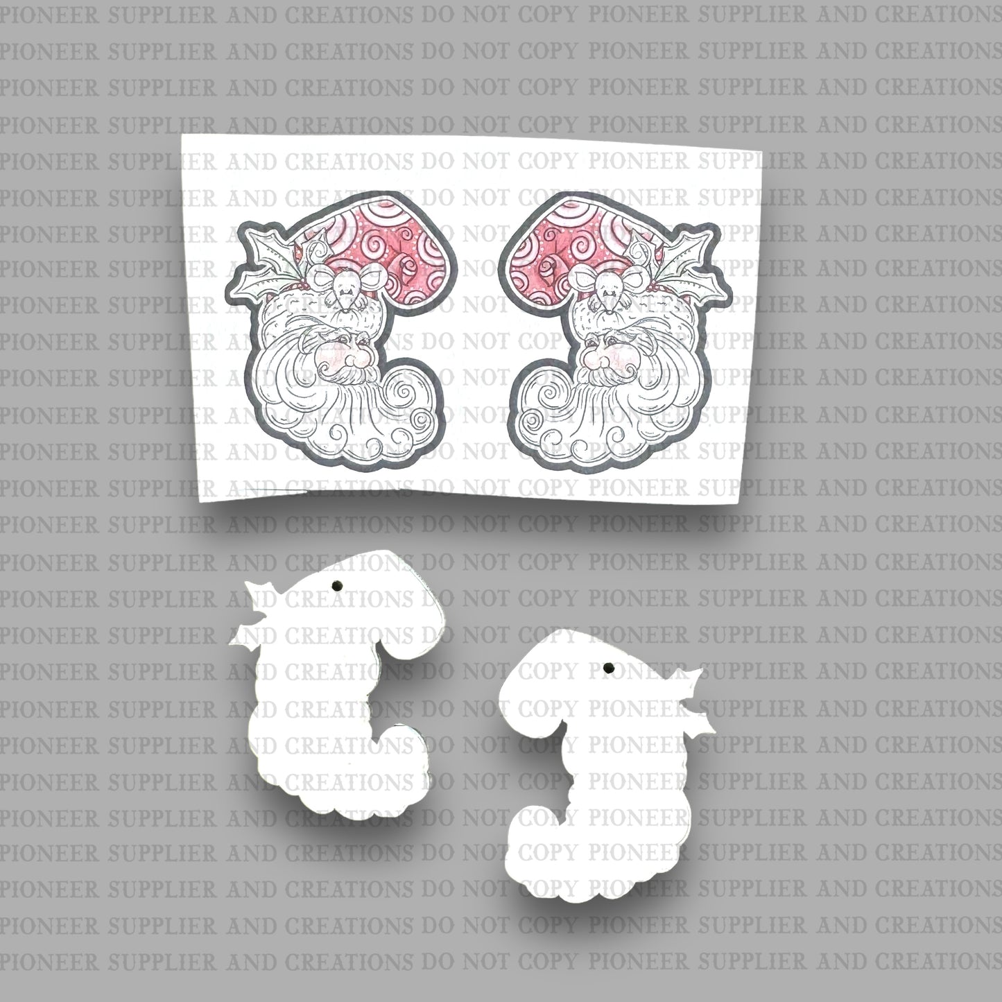 Santas Mouse Friend Earring Sublimation Blank Kit | Exclusive