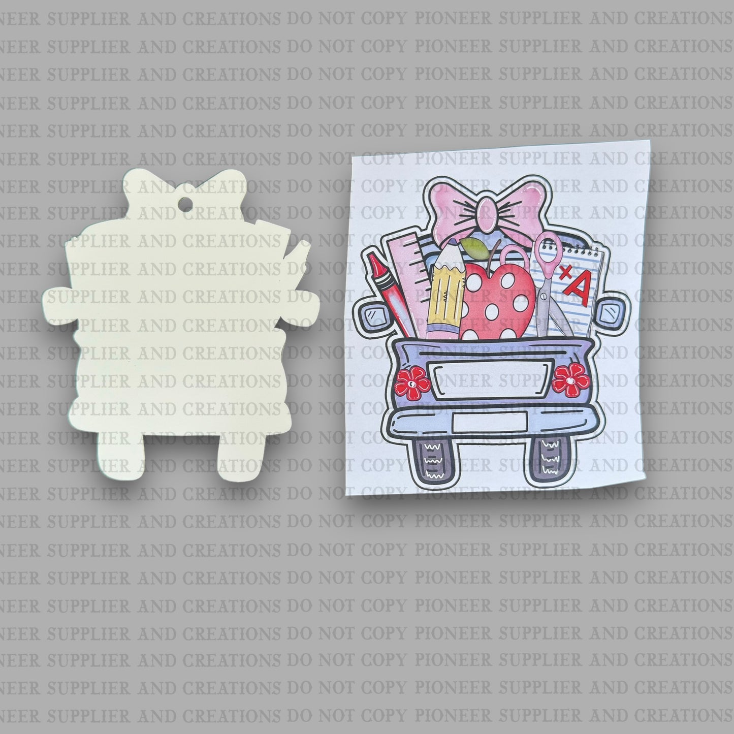 School Truck Car Charm Sublimation
