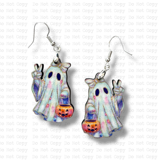 Neon Peace Ghost Earring Sublimation Blank Kit