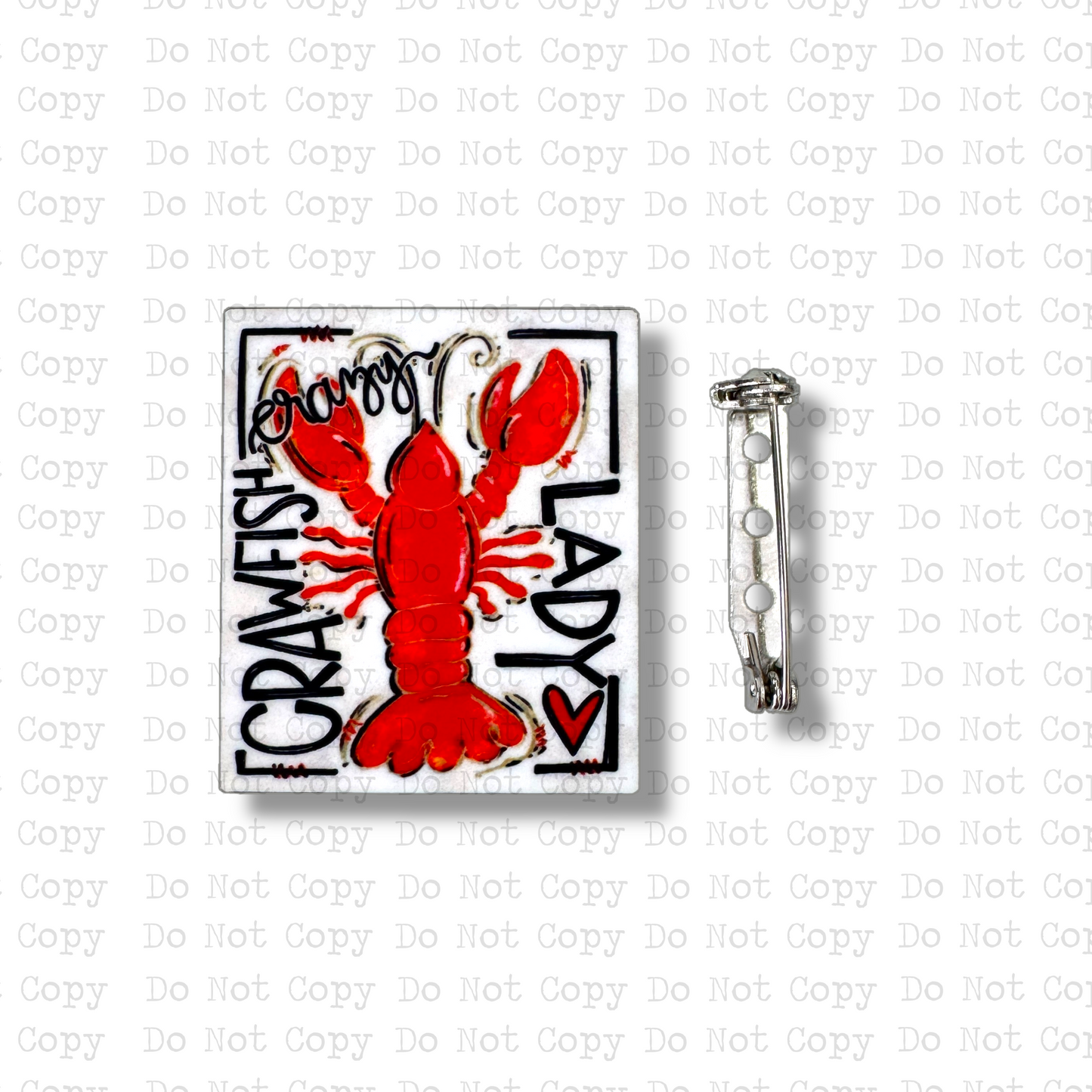 Crazy Crawfish Lady Lapel Pin Sublimation Blank Kit | Set of 2