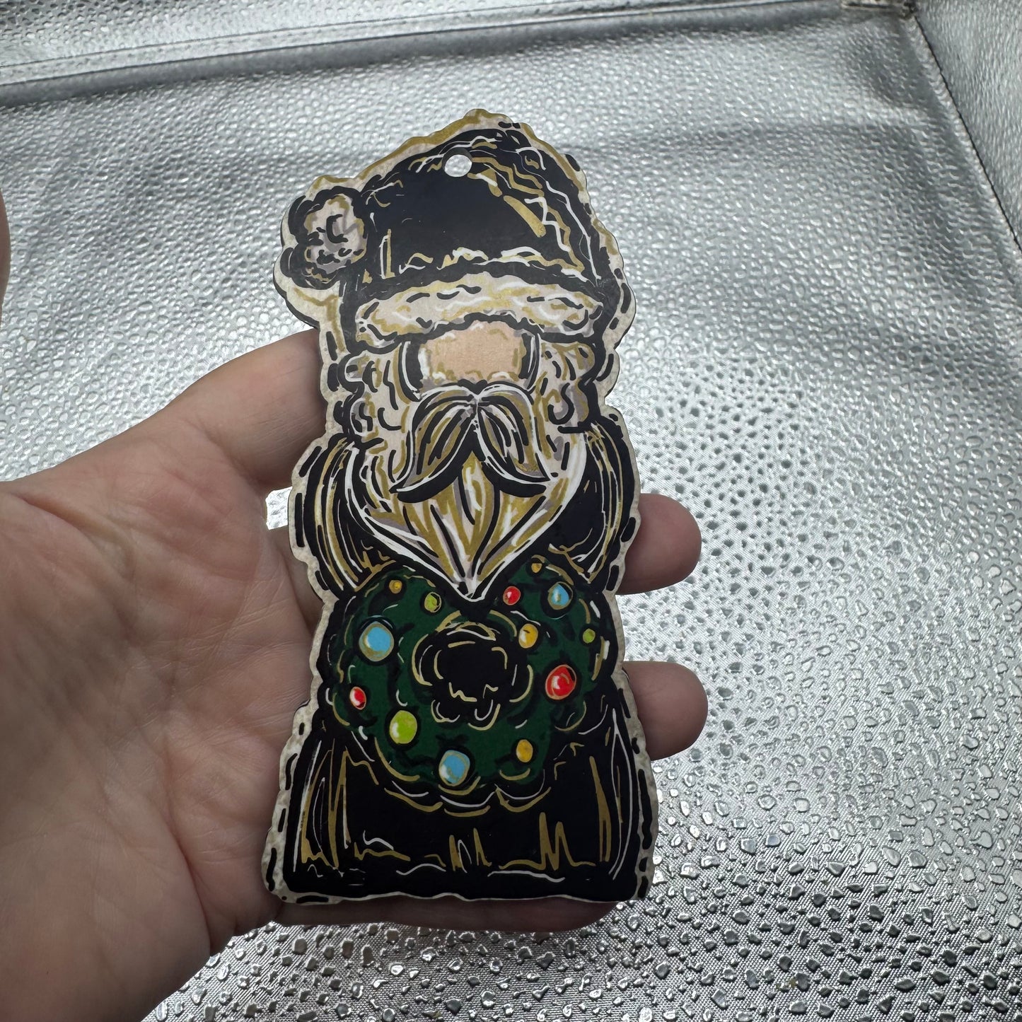 Black Old World Santa Pressed Blank