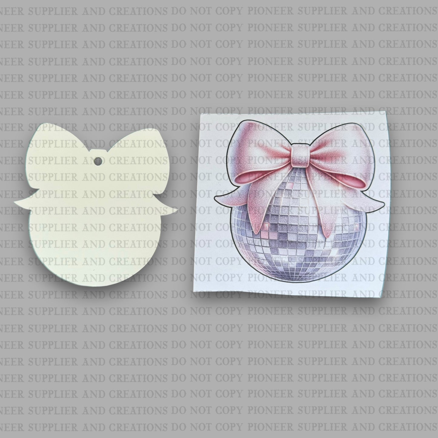 Disco Ball Pink Bow Car Charm Sublimation Blank