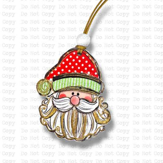 Dots and Stripes Santa Ornament Sublimation Blank | Sheila Long