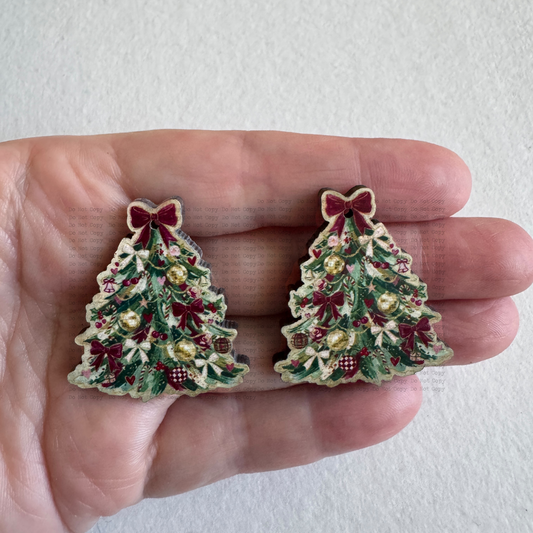 Preppy Coquette Christmas Tree Earring Sublimation Blanks