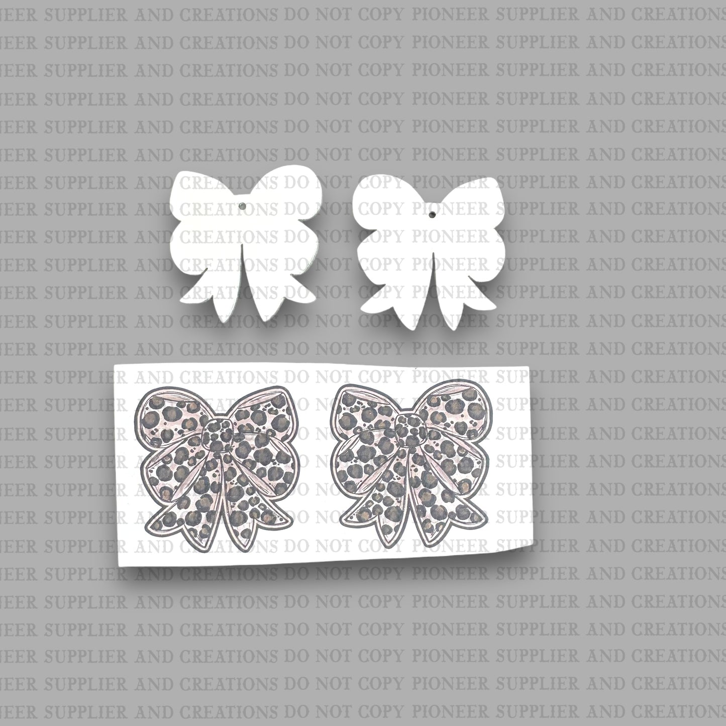 Leopard School Spirit Bow Earring Sublimation Blanks | Exclusive Alicia Ray Art