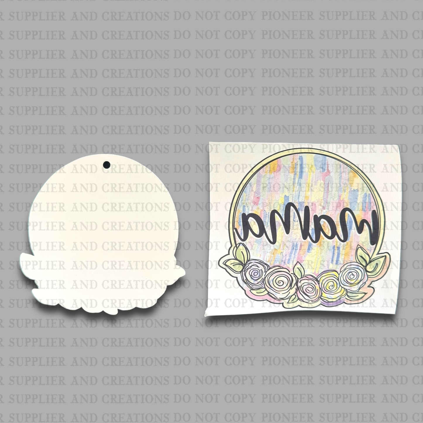 Mama Textured Flowers Car Charm Sublimation Blank