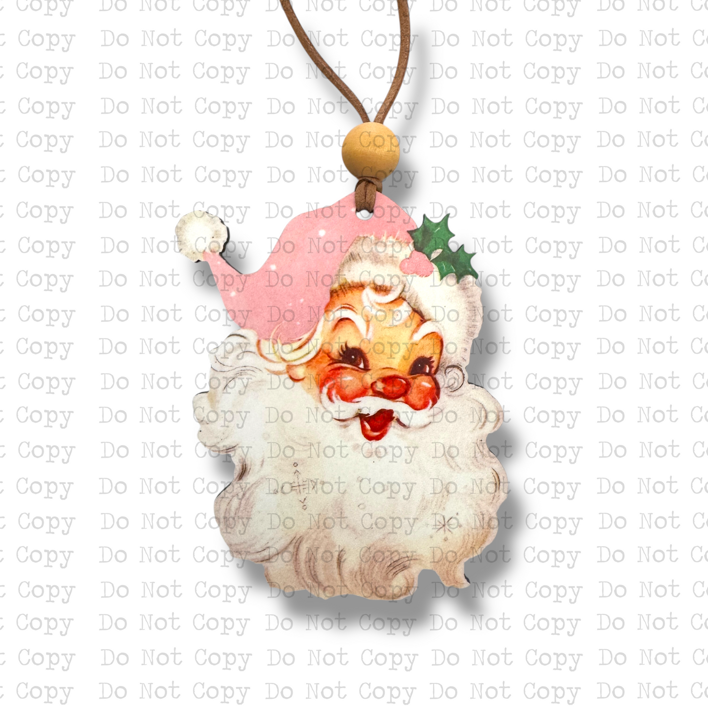 Vintage Santa Pink Hat Ornament Sublimation Blank