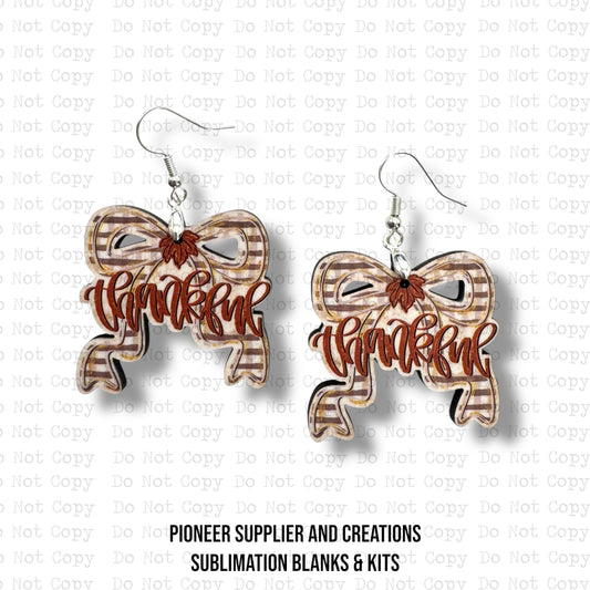 Thankful Bow Earring Sublimation Blank Kit