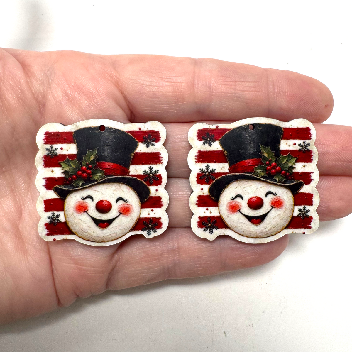 Holly Top Hat Snowman Earring Sublimation Blanks