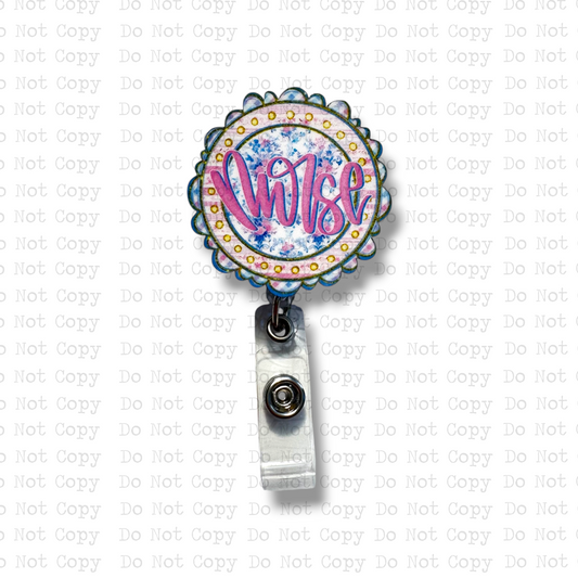 Nurse Floral Scalloped Badge Button Sublimation Blank | Set of 2 CRC