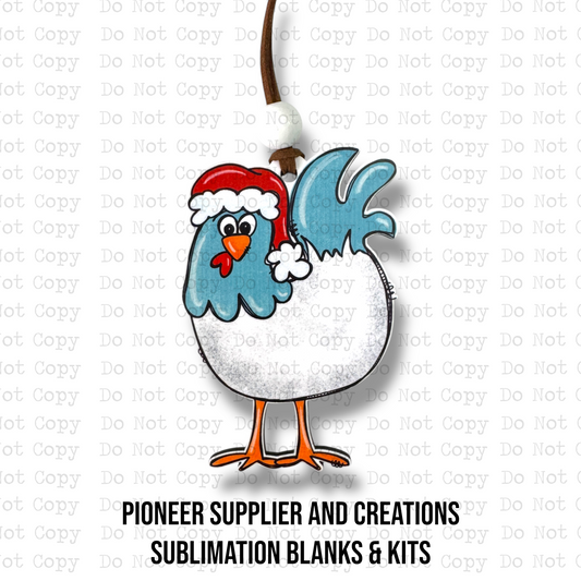 Santa Chicken Ornament Sublimation Blank