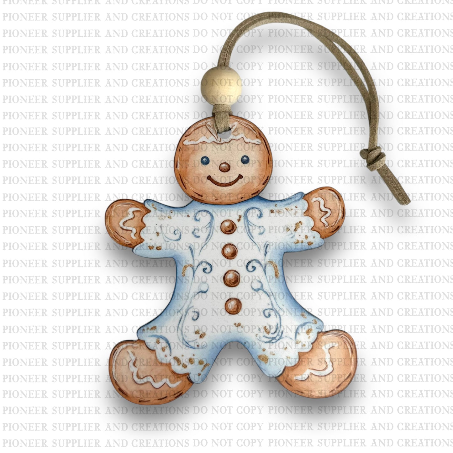 Chinoiserie Gingerbread Boy Ornament Sublimation Blank