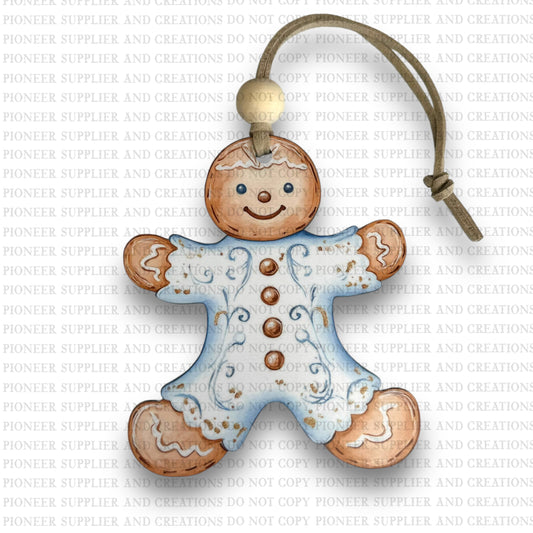 Chinoiserie Gingerbread Boy Ornament Sublimation Blank