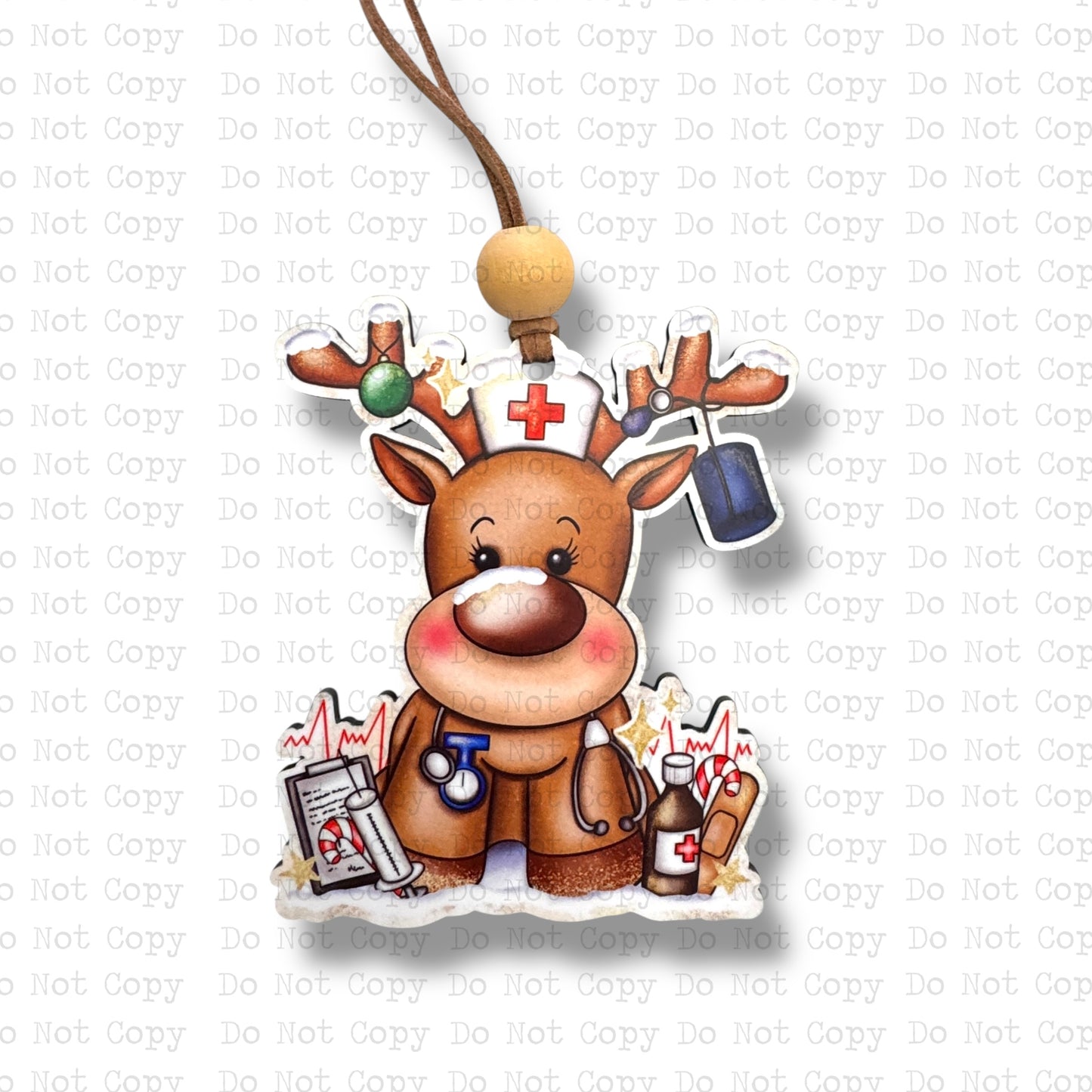 Reindeer Nurse Ornament Sublimation Blank