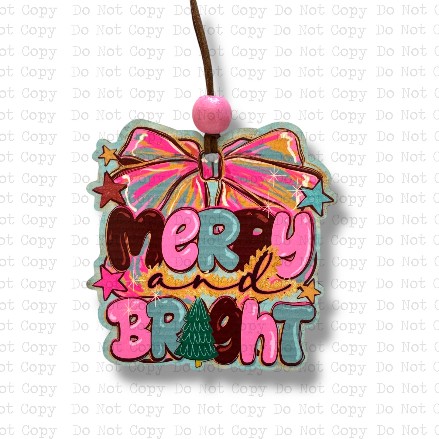 Merry and Bright Bow Ornament Sublimation Blank