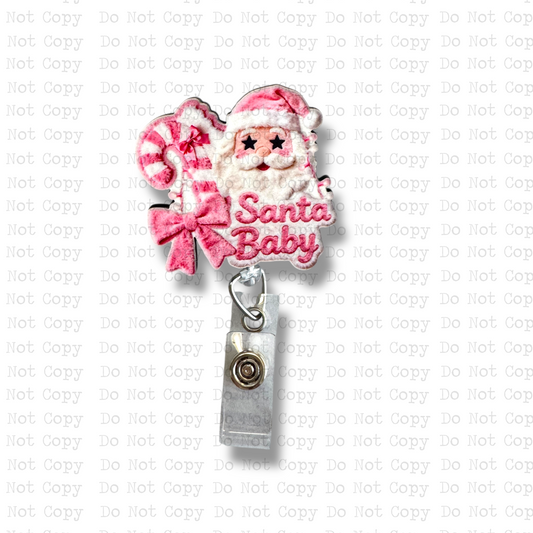 Santa Baby Pink Faux Fur Badge Button Sublimation Blank