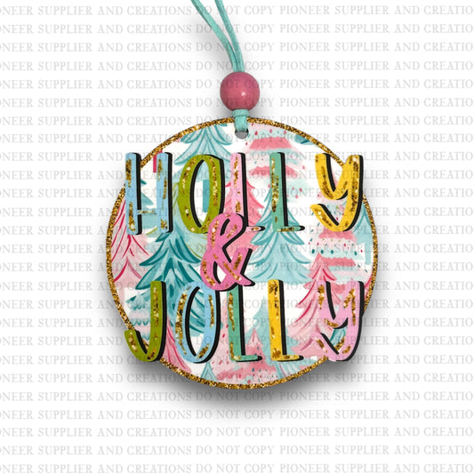 Holly and Jolly Ornament Sublimation Blank
