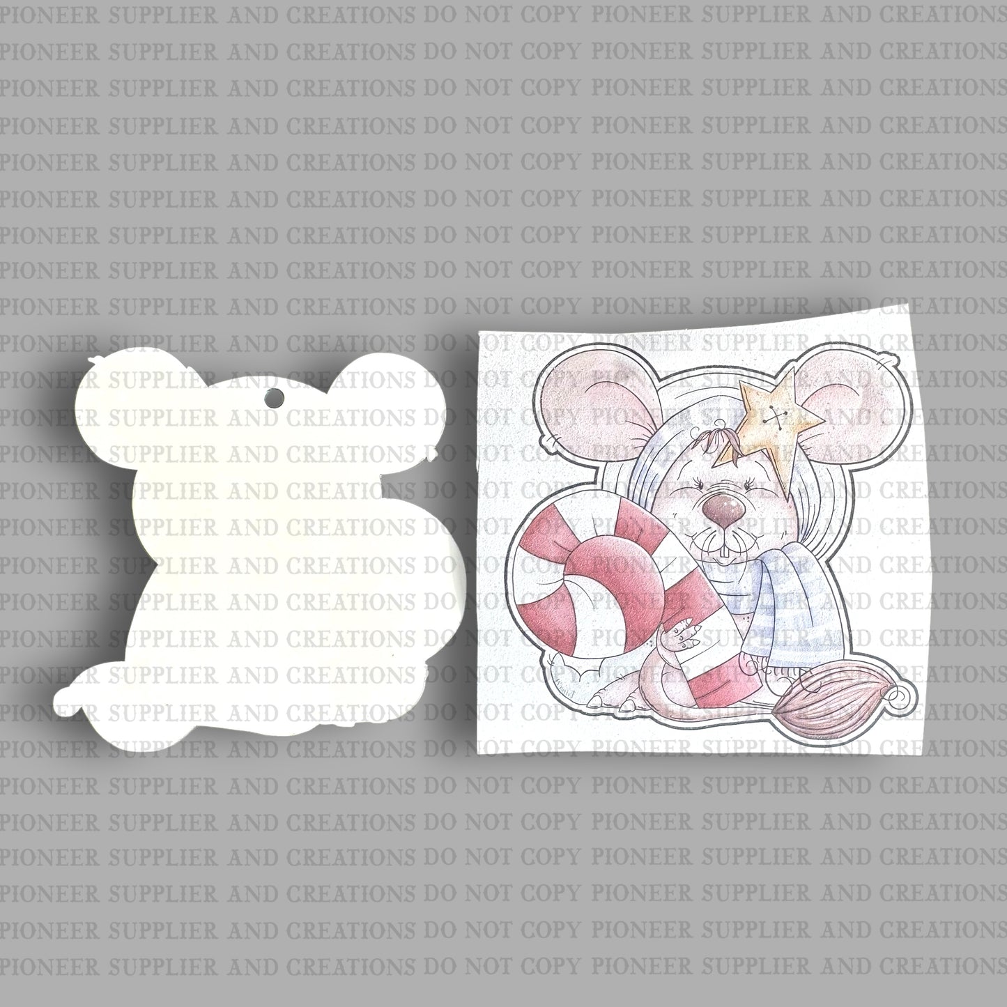 Christmas Candy Cane Mouse Ornament Sublimation Blank