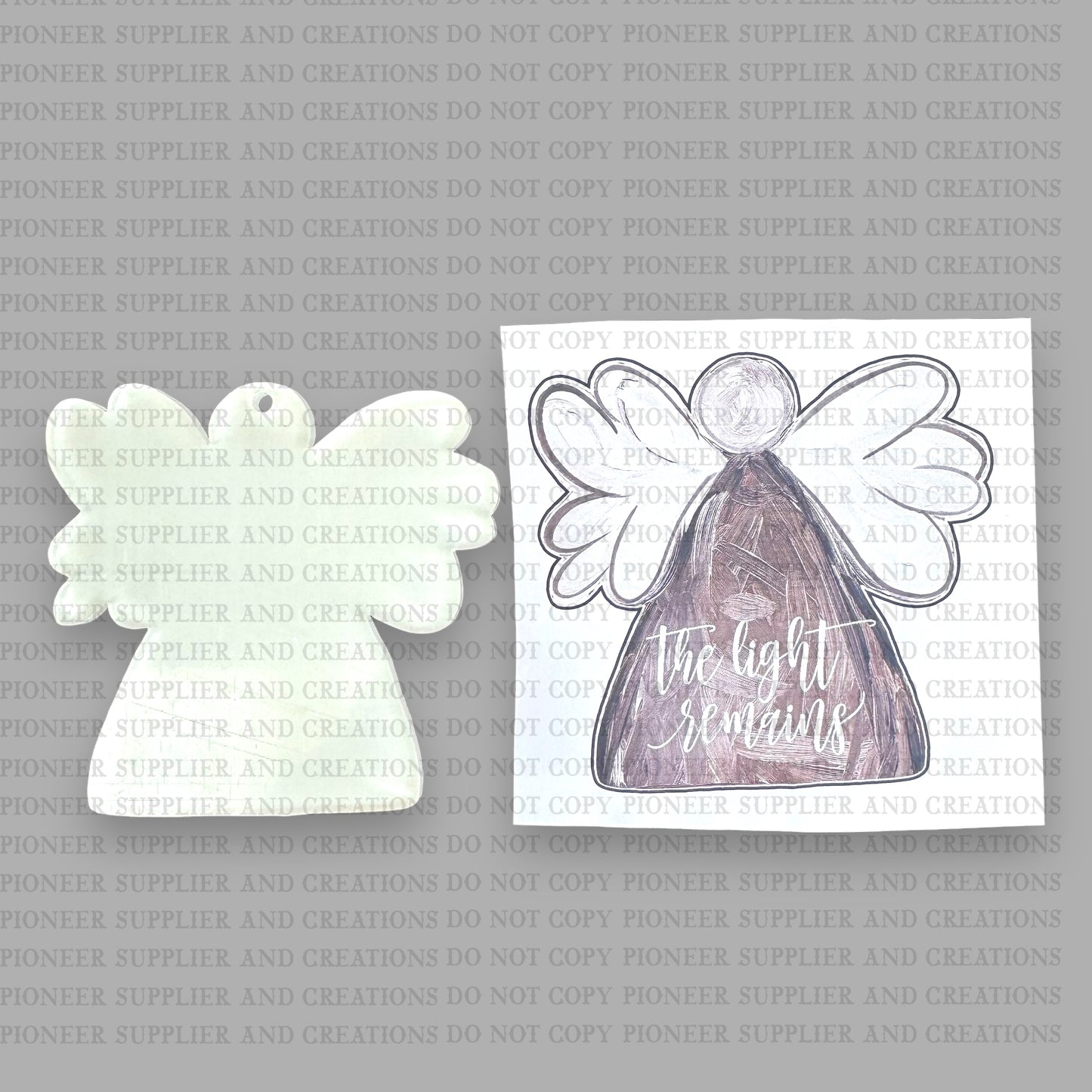 The Light Remains Brown Memorial Angel Ornament Sublimation Blank