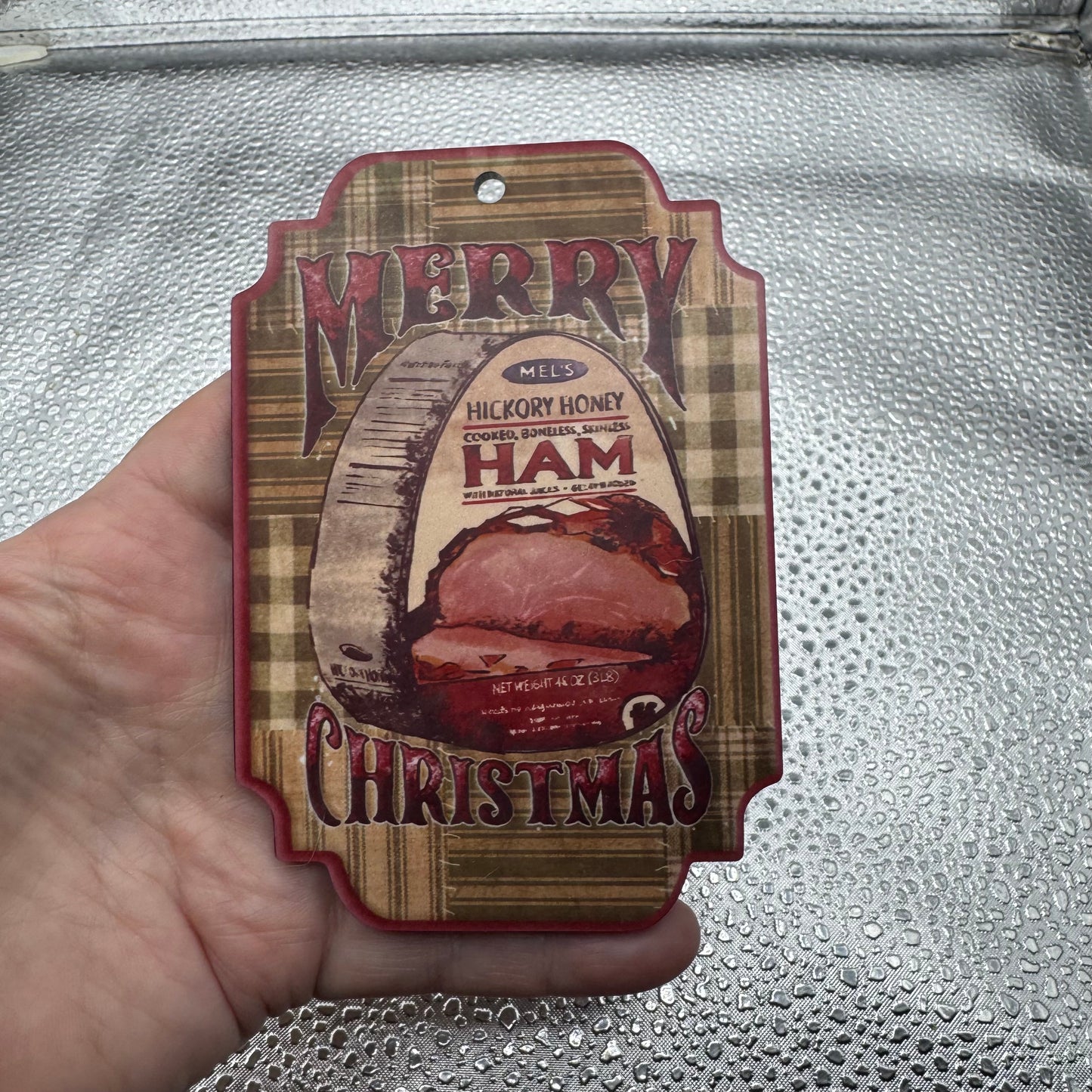 Merry Christmas Ham Ornament Pressed Blank