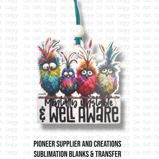 Well Aware Car Charm Sublimation Blank