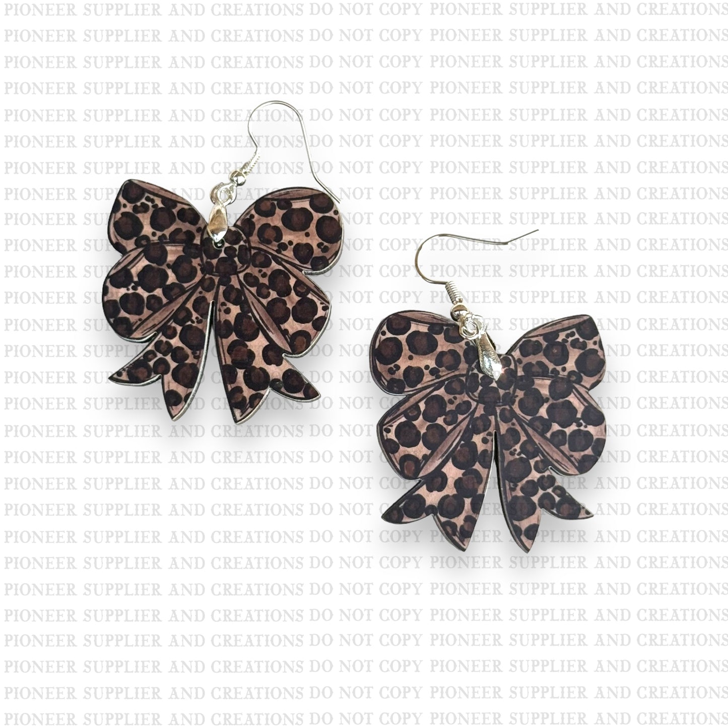 Leopard School Spirit Bow Earring Sublimation Blanks | Exclusive Alicia Ray Art