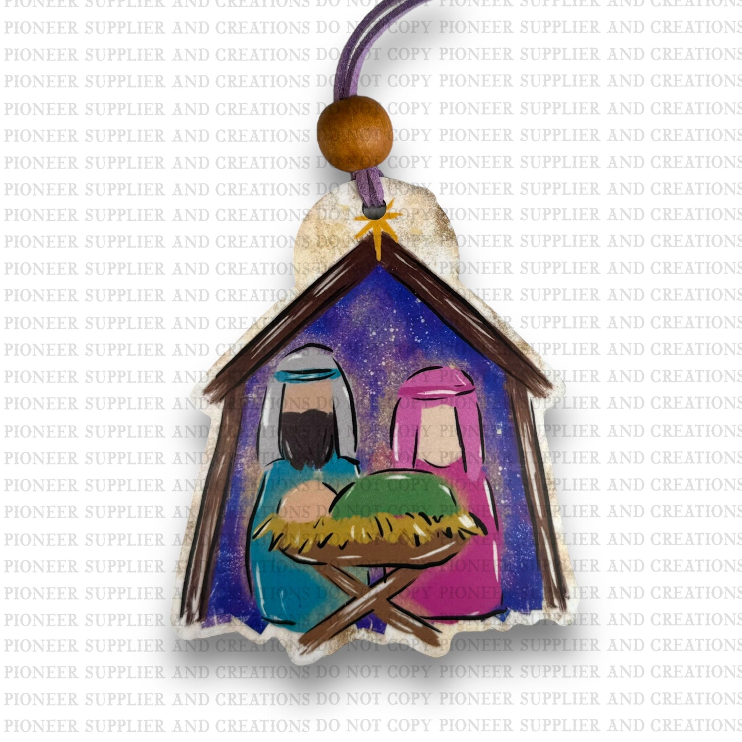 Neon Nativity Ornament Sublimation Blank