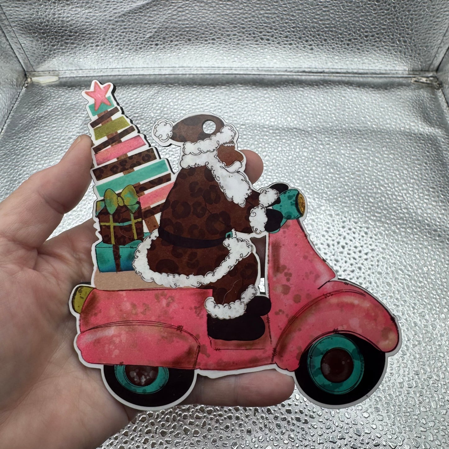 Santa MOped Ornament Pressed Blank