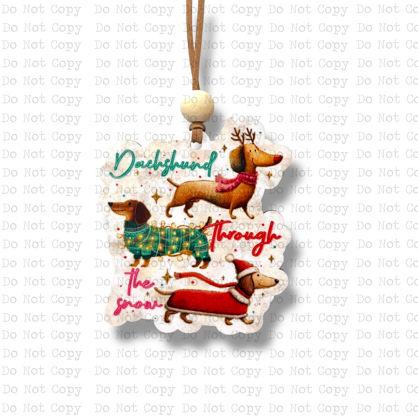 Dachshunds Through The Snow Ornament Sublimation Blank