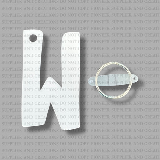 Alpha W Keychain Sublimation Blank  | Exclusive Monogram Moments