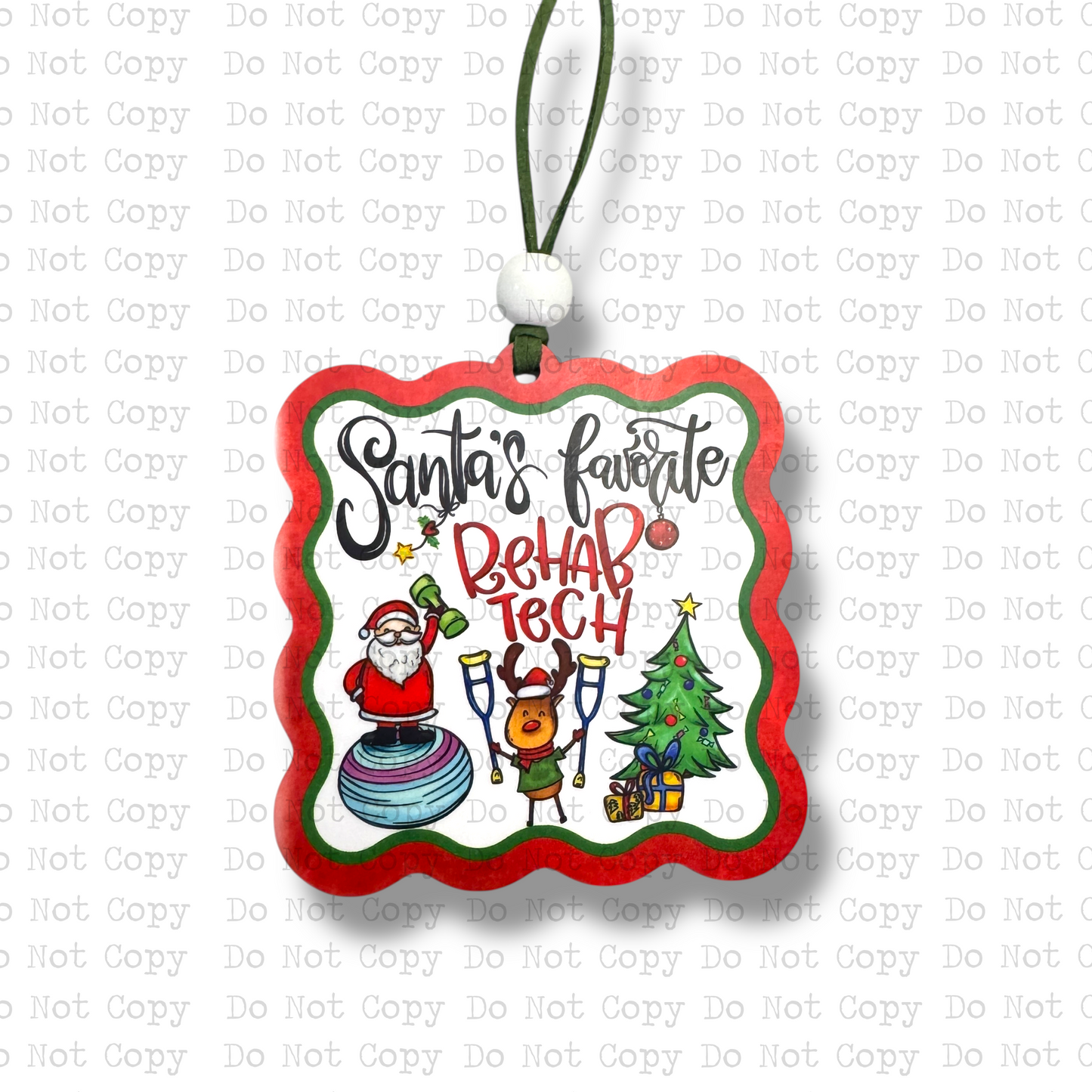 Santa's Favorite Rehab Tech Ornament Sublimation Blank | AAS