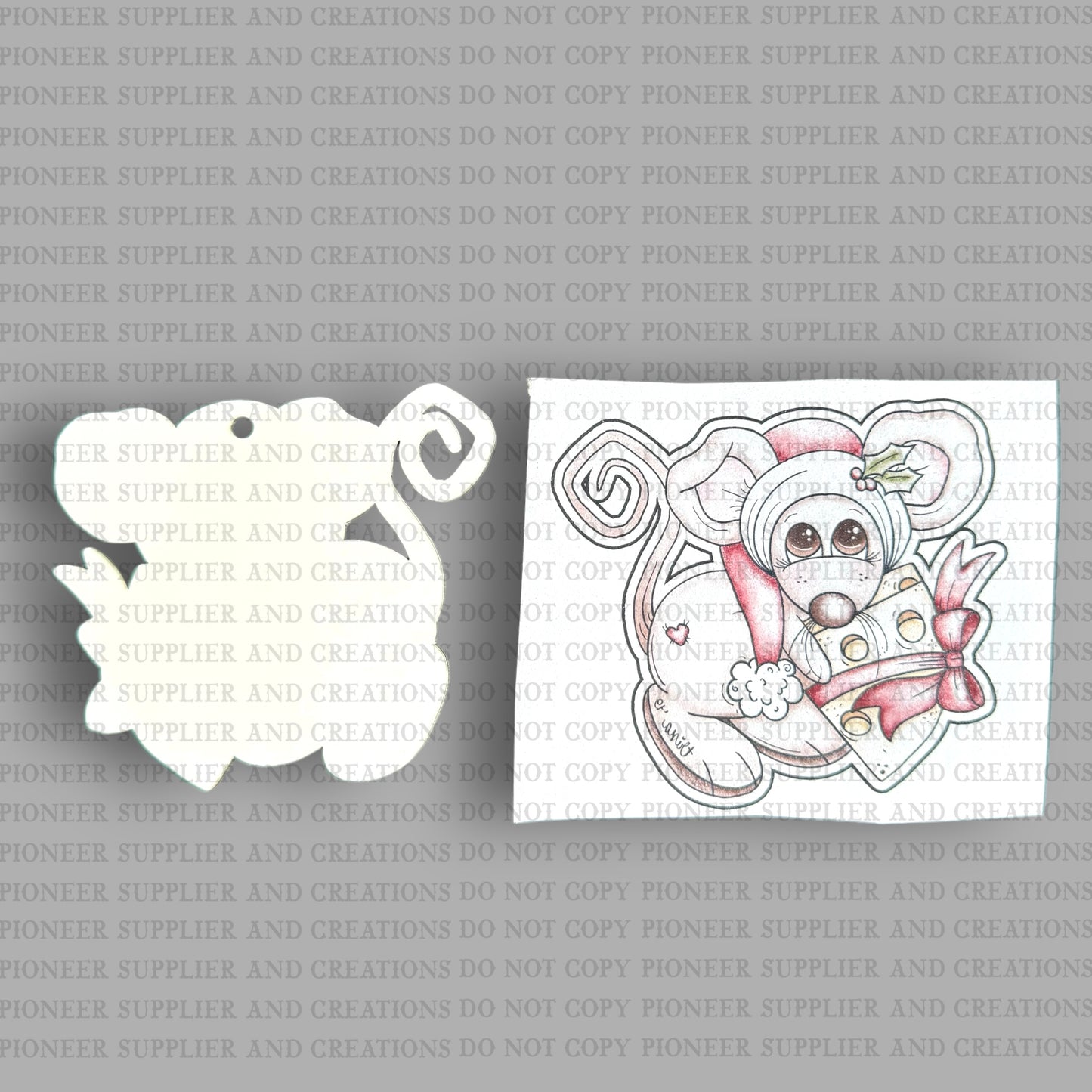 Christmas Cheese Mouse Ornament Sublimation Blank