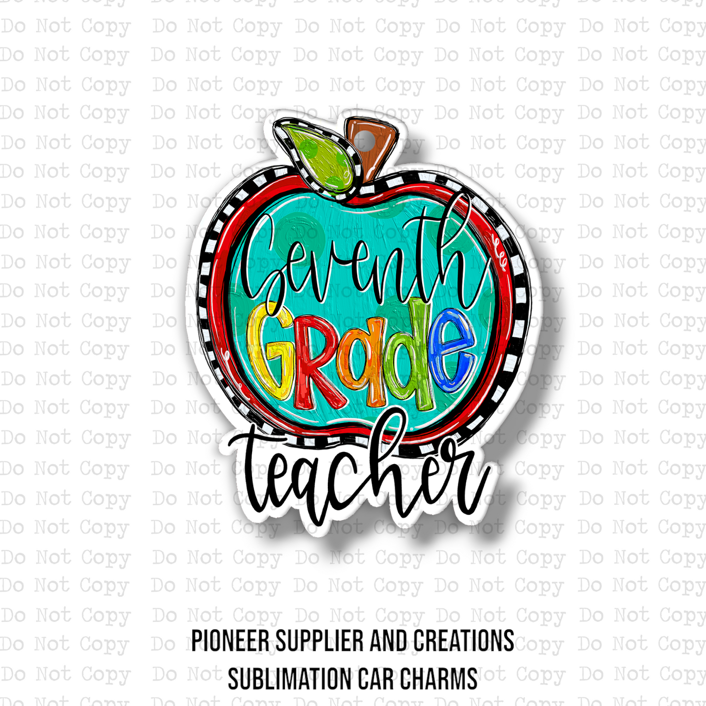 Grade Apple Teacher Car Charm Sublimation Blanks (Kindergarten - 7th)