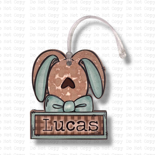 Bunny with Bowtie Name Patch Tag Sublimation Blanks | Exclusive SPS