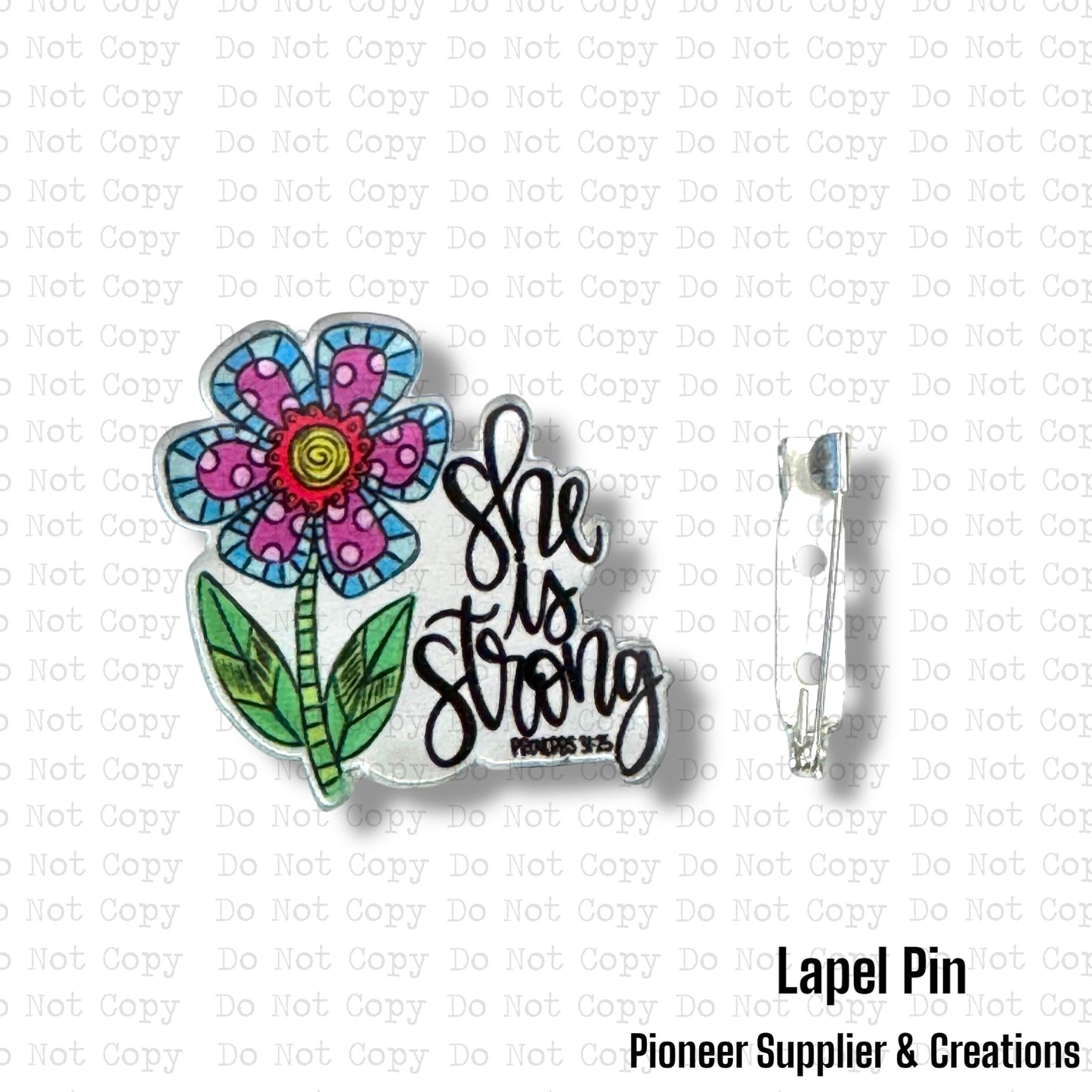 She Is Strong Lapel Pin Sublimation Blank | Exclusive