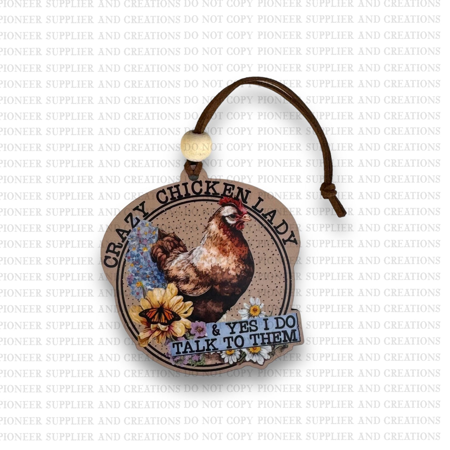 Crazy Chicken Lady Car Charm Sublimation Blank