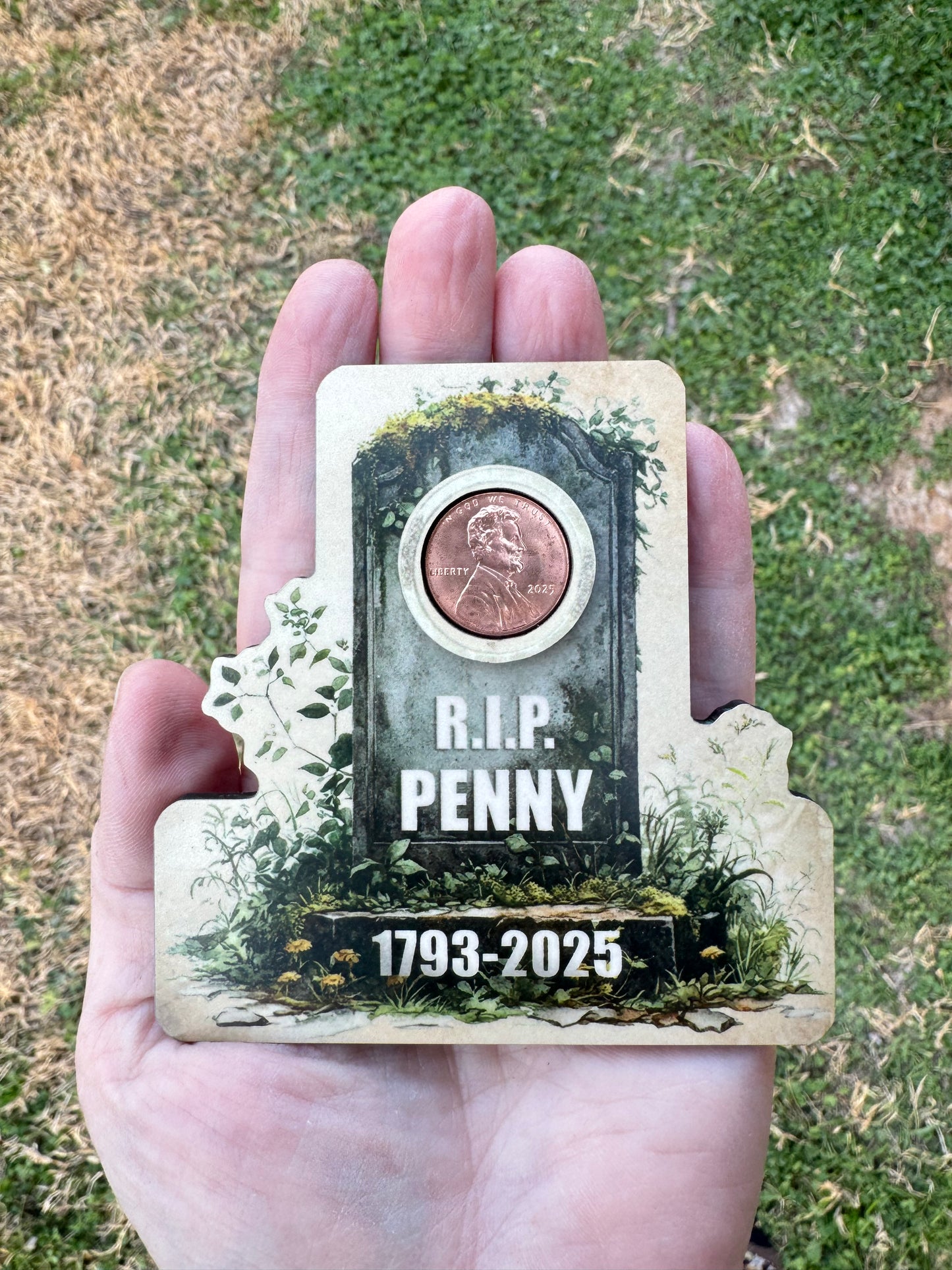 R.I.P. Weathered Tombstone Penny Magnet Sublimation Blank Kit