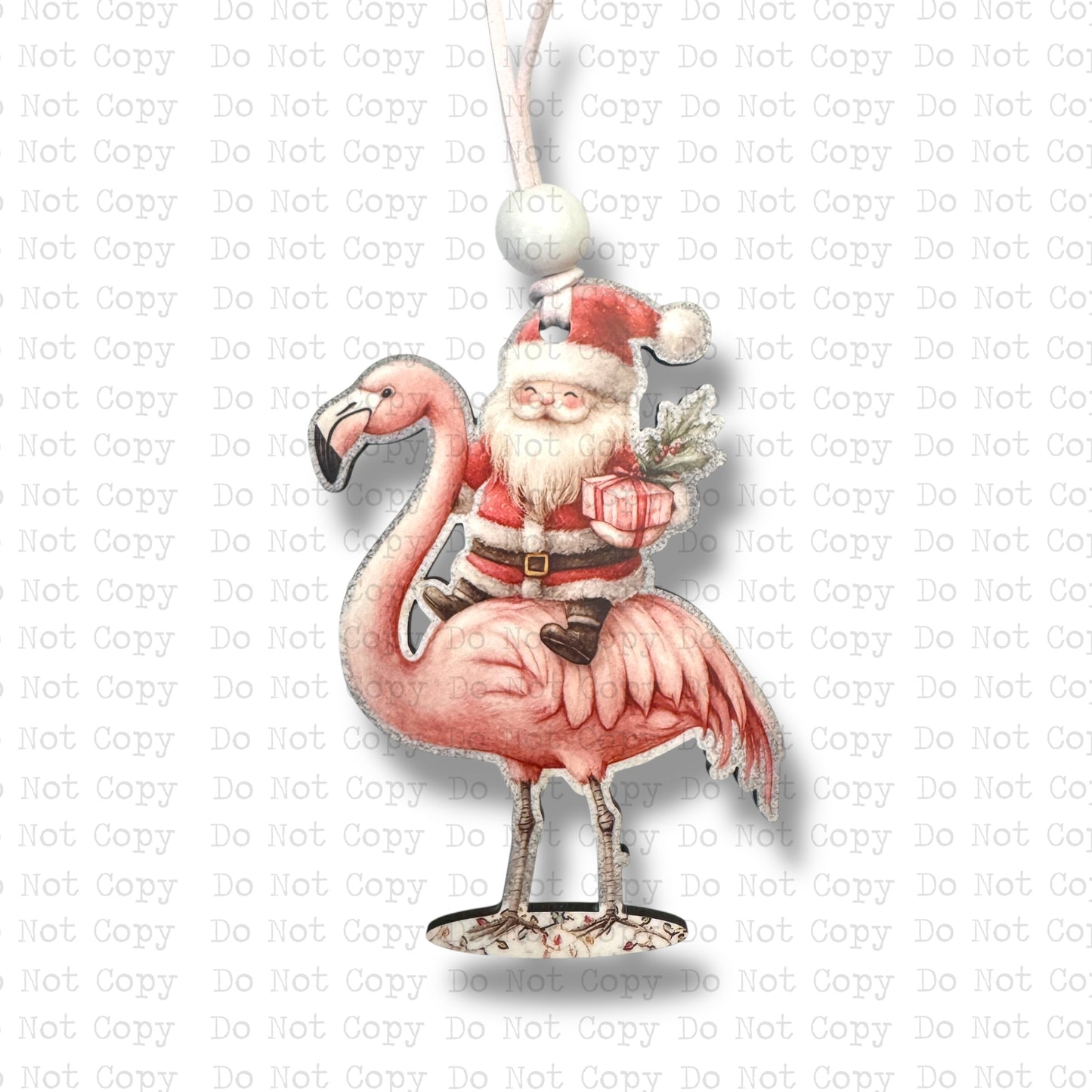 Santa Riding Flamingo Ornament Sublimation Blank