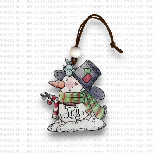 Joy Snowman and Bird Ornament Sublimation Blank