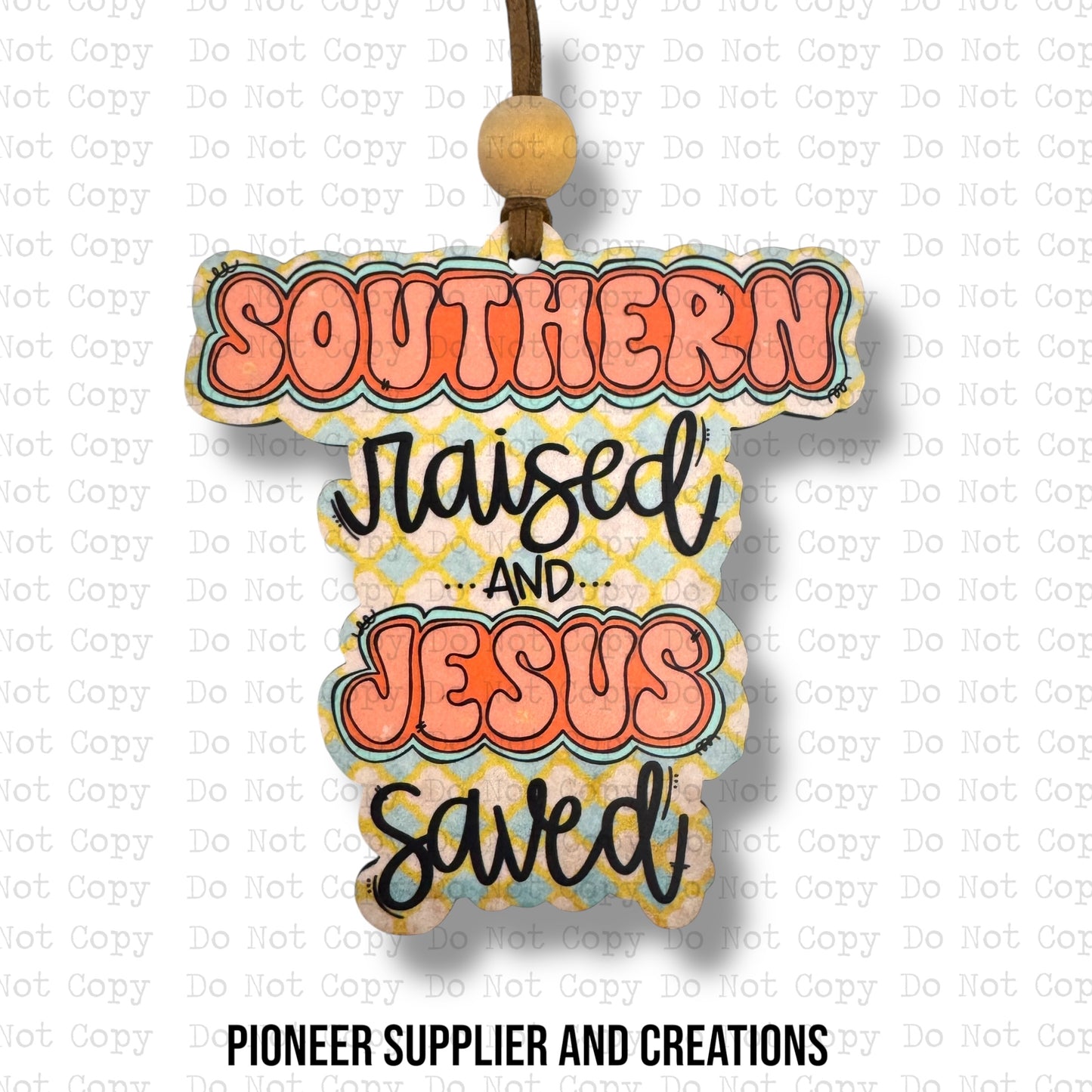 Southern Raised Jesus Saved Car Charm Sublimation Blank
