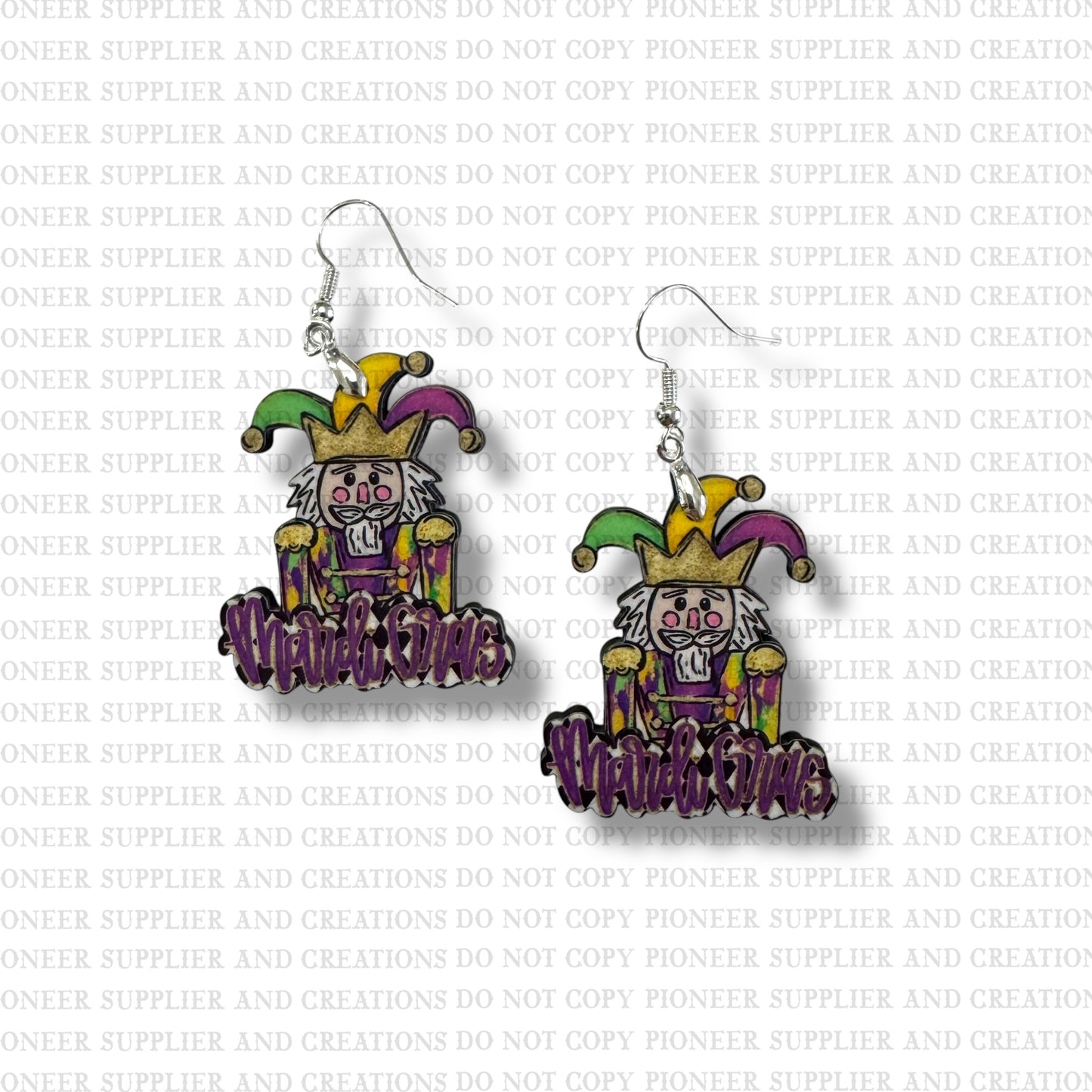 Mardi Gras Jester Nutcracker Earring Sublimation Blanks | Exclusive Alicia Ray Art