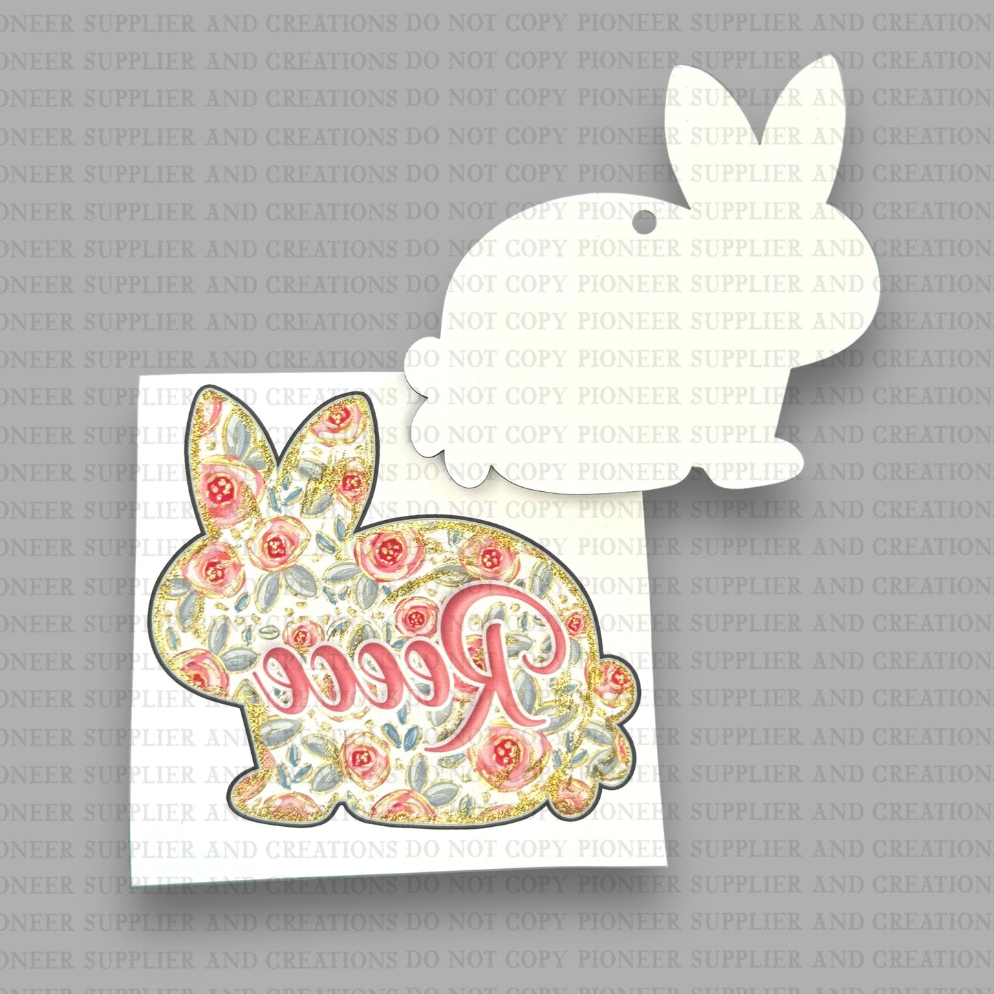 Hand Drawn Bunny Bag Tag Sublimation Blank | Exclusive Alicia Ray Art