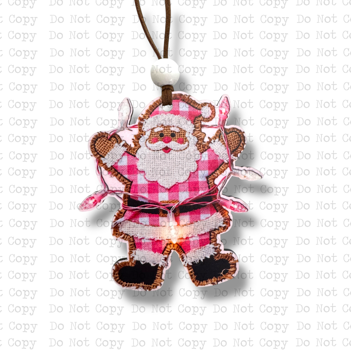 Burlap Pink Santa Ornament Sublimation Blank