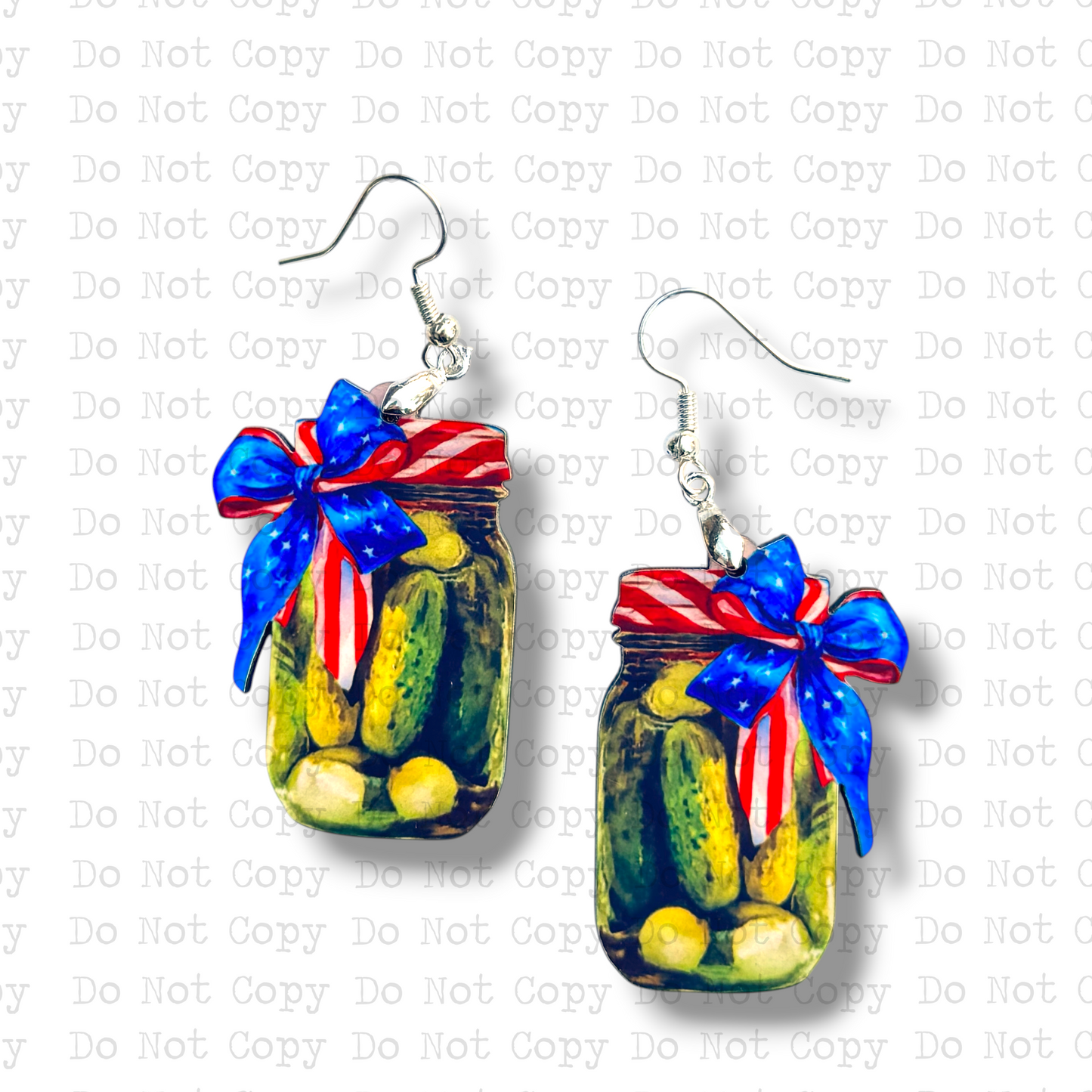 Pickle Jar 4th Of July Earring Sublimation Blank Kit