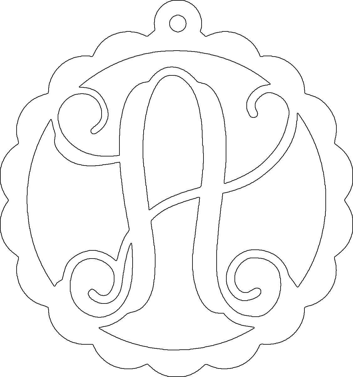 A-Z Scalloped Initial Car Charm Sublimation Blank