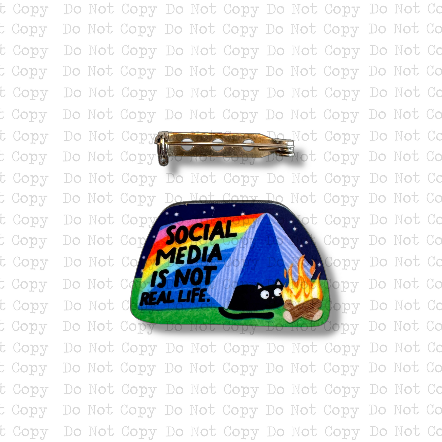 Social Media Not Real Life Lapel Pin Sublimation Blank Kit | Set of 2