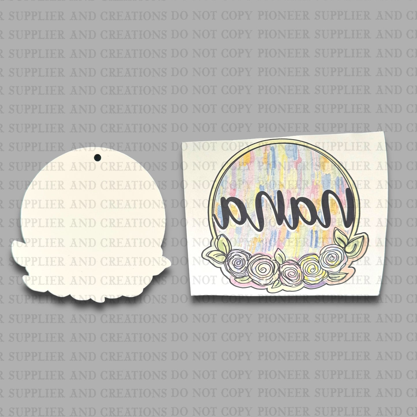 Nana Textured Flowers Car Charm Sublimation Blank