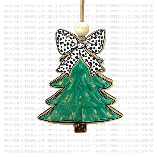 Green Preppy Tree Ornament Sublimation Blank | Exclusive Alicia Ray Art