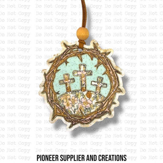 Crown Of Thorns Floral Car Charm Sublimation Blank | Exclusive Pixel Pop