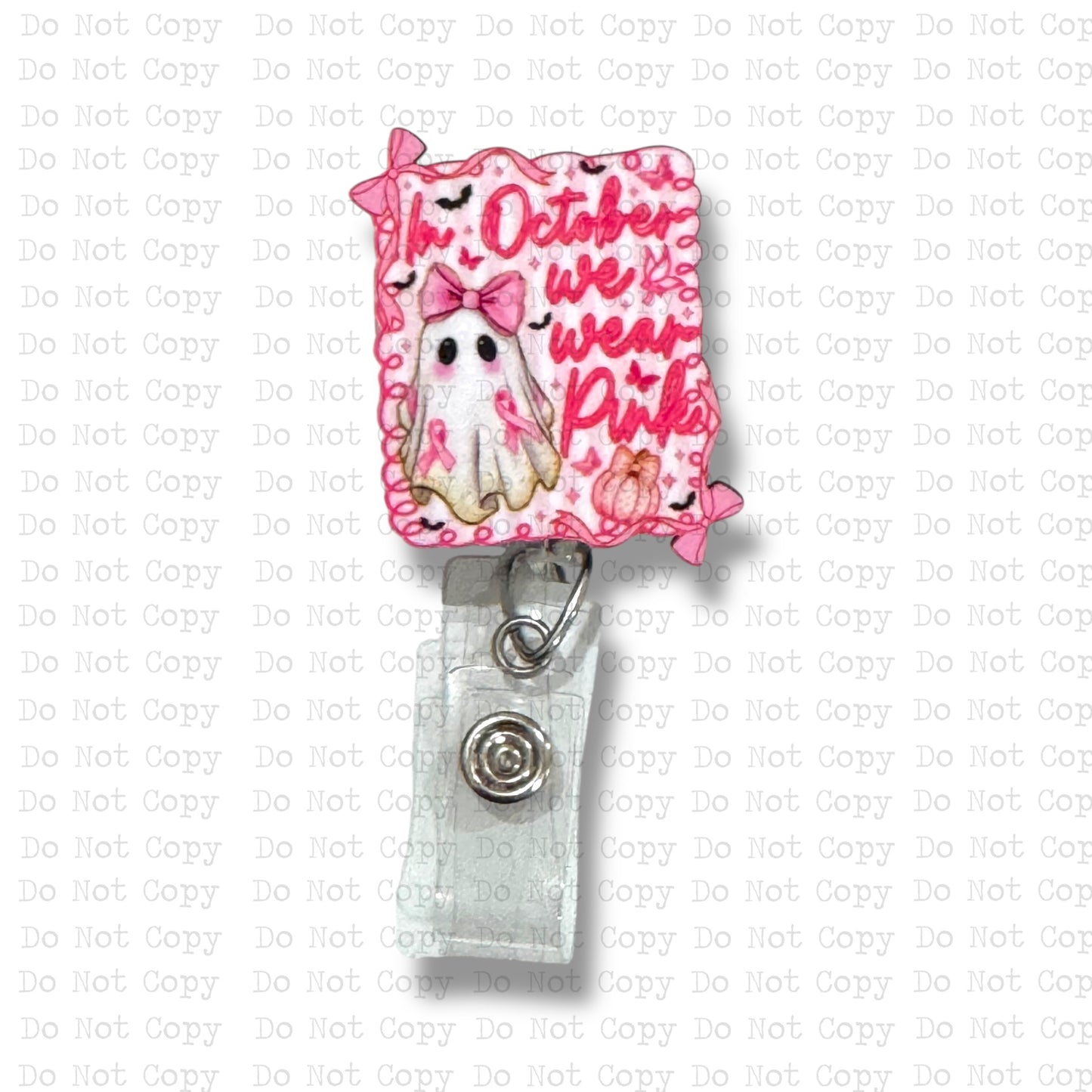 October We Wear Pink Badge Reel Sublimation Blank Kit